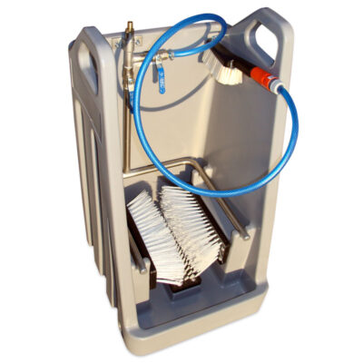 Boot cleaner with collection tray