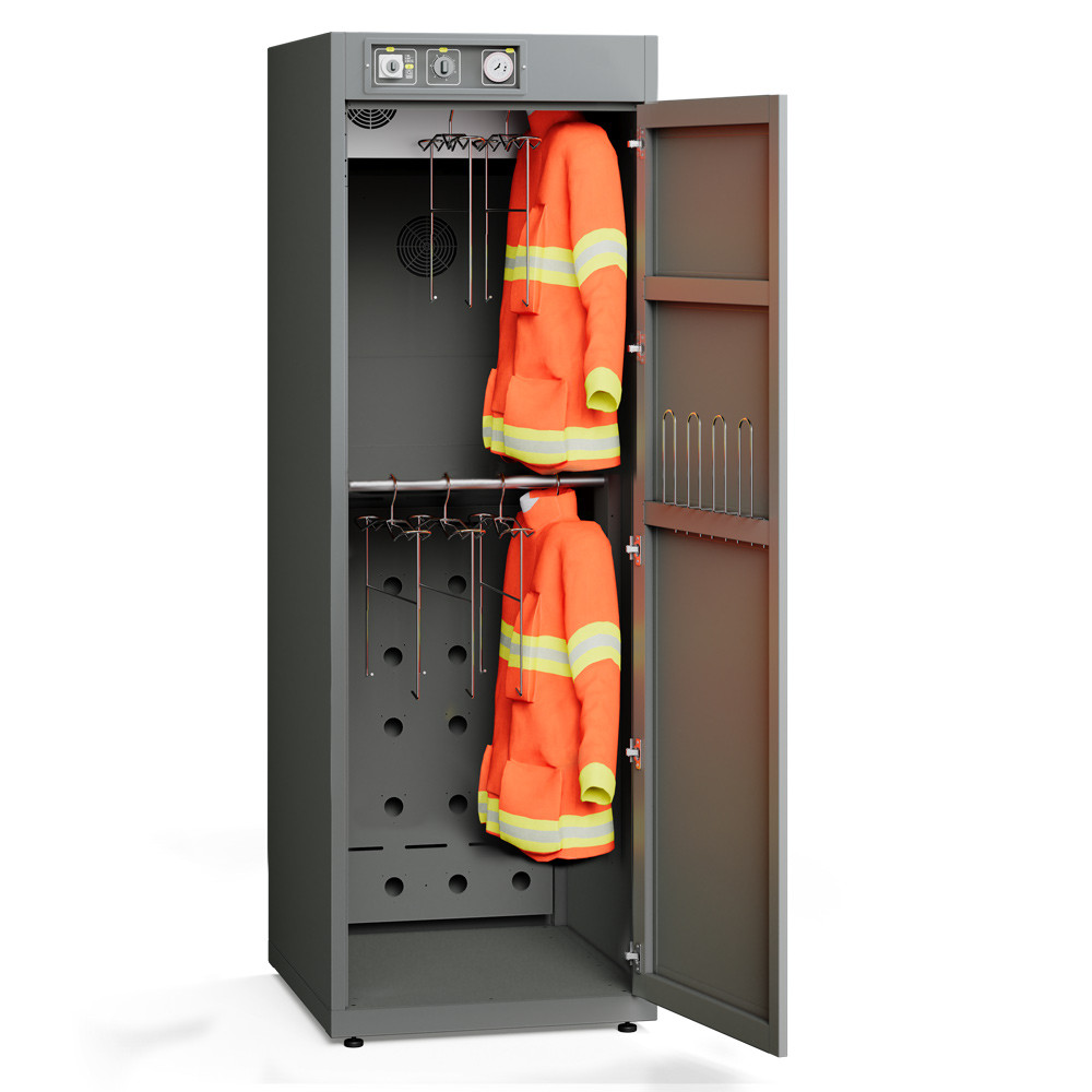 Drying cabinet with condensation drying for 8 work jackets and work pants