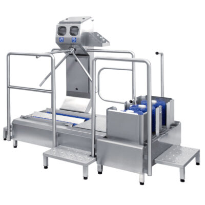 Hygiene station for hand disinfection and sole and boot shaft cleaning