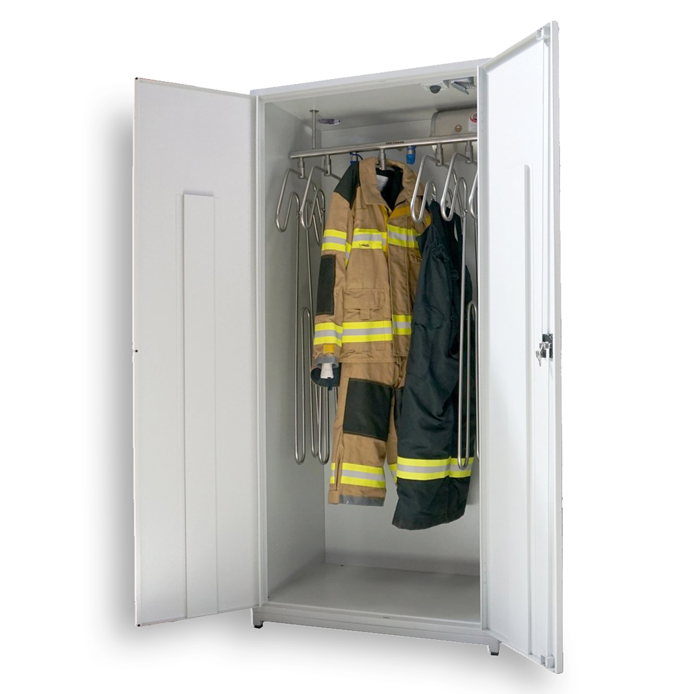 Drying cabinet in marine blue resistant to salt water
